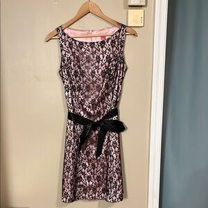 Elegant Pink and Black Lace Dress
